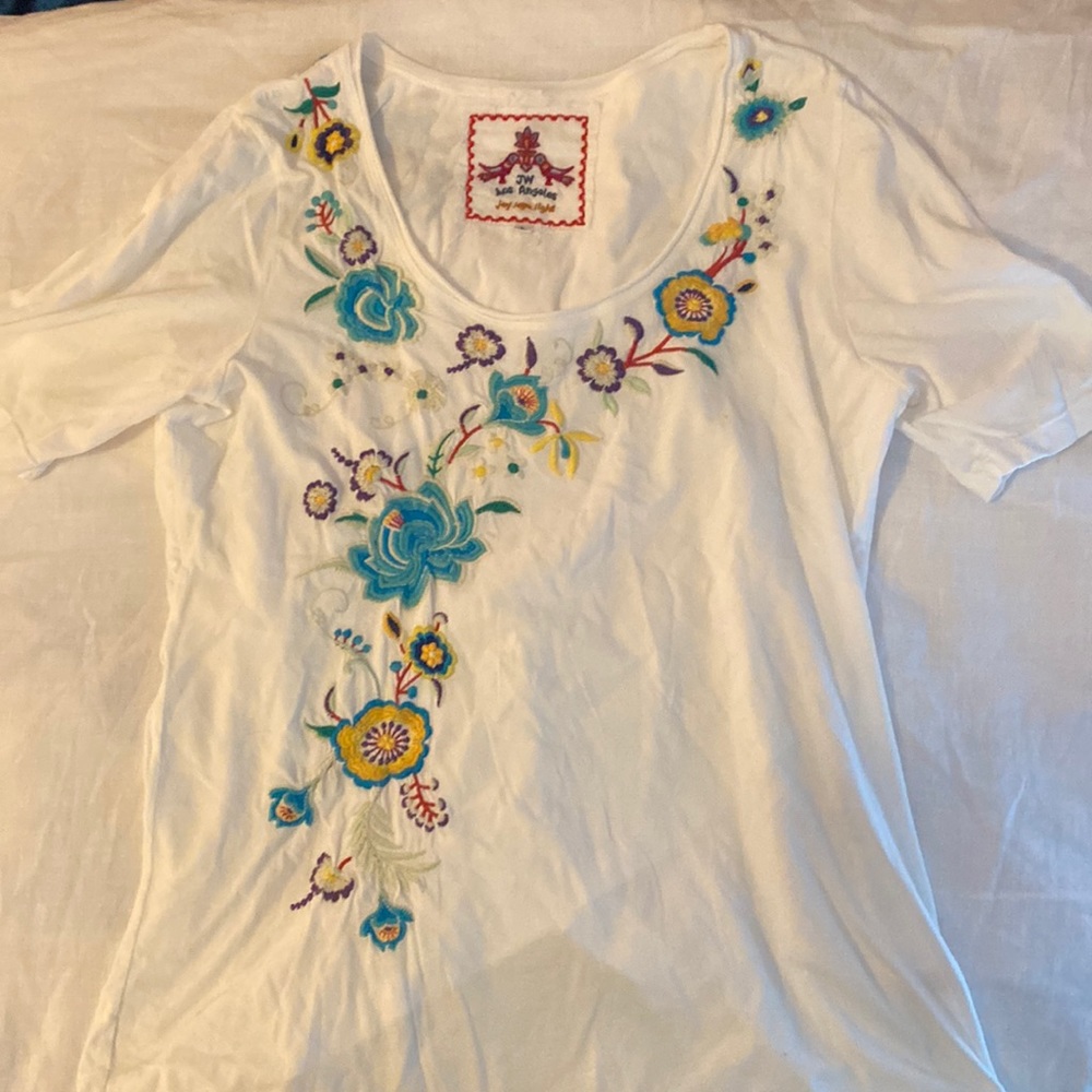 Johnny Was Embroidered Size Large White Blouse